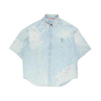 Acne Studios Mended Denim Shirt - Heren - Spijkeroverhemden - Blauw - L - Denim - Overhemden