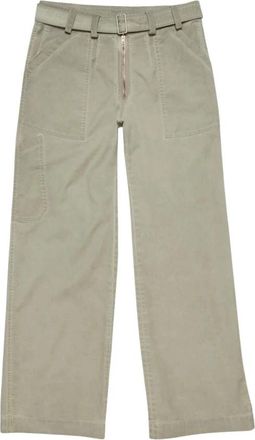 Acne Studios Twill Broek met Riem - Dames - Wijde Broeken - Beige - M - Katoen - Broeken