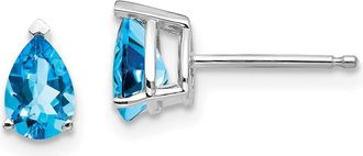 Diamond2Deal 14k White Gold 6x4mm Pear Blue Topaz Earrings