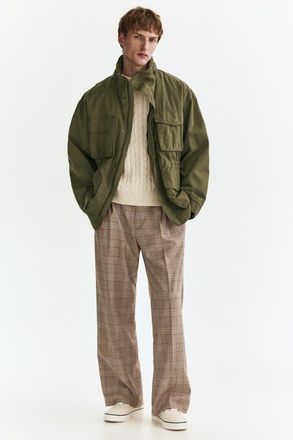 H&M Loose-fit tailored pants in Beige/plaid at Nordstrom, Size 29
