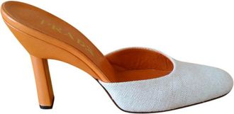 Prada Sabot linen and leather mules Size 37.5