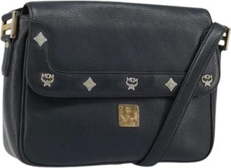 MCM Pre-owned Cross Body Bags, female, Black, Size: ONE SIZE Pre-owned Leather Shoulder Bag