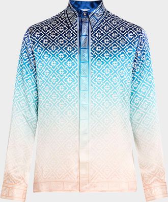 Casablanca Mens Gradient Monogram Silk Sport Shirt