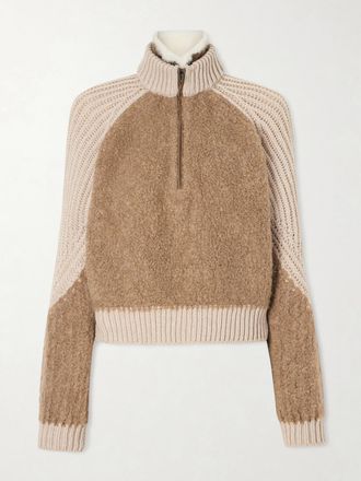 Sease Pullover In Cashmere A Coste E Misto Alpaca Con Mezza Zip Alsek - Marrone