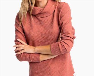 Southern Tide Sadie Textured Tunic Top In Heather Mineral Red