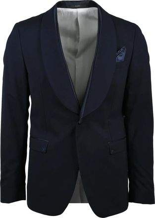 Paoloni Tailored Virgin Wool Stretch Blazer With Rounded Lapel
