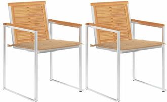 vidaXL Sillas De Jard&iacute;n Con Cojines 2 Uds Madera Maciza Teca Y Acero Vidaxl