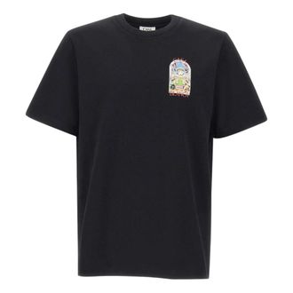 Casablanca T-Shirts, male, Black, Size: XL Graphic Print Round Neck Short Sleeve T-Shirt