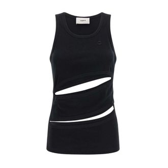 Coperni Tops, Dames, Zwart, M, Katoen, Spiral Tanktop