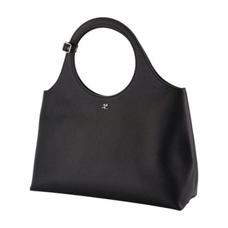 Courr&egrave;ges Womens Calfskin Shoulder Bag Black