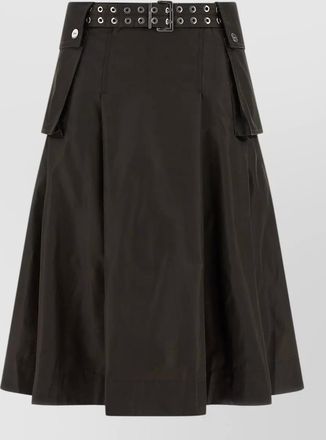 Ganni duchesse nylon pleated midi a-line skirt
