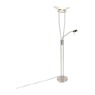 QAZQA Lampada da terra con braccioo de lettura lexus - Moderno - Vetro,Acciaio - Acciaio - Oblungo (non sostituibile) led Max. 1 x 18 Watt - Qazqa