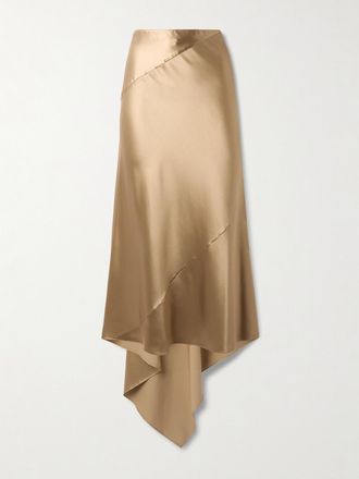 Alaia Gonna Asimmetrici In Raso Di Seta - Nero