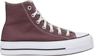 Converse Schoenen, Dames, Bruin, 36 EU, Paarse Stoffen Sneaker met Verhoogde Zool