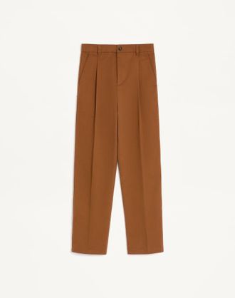 Valentino Pantalone Valentino In Gabardina Di Cotone Uomo CHOCOLATE 46