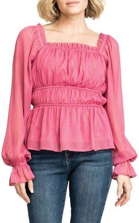 Gibsonlook Metallic Square Neck Top in Fuchisa W/Gold Lurex at Nordstrom Rack, Size Xx-Small