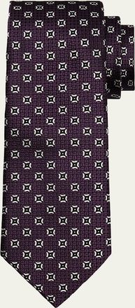 Ermenegildo Zegna Mens Woven Medallion Silk Tie