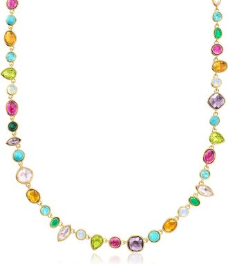 Ross-Simons 14kt Yellow Gold-Plated Necklace With Simulated Multicolored Gemstones