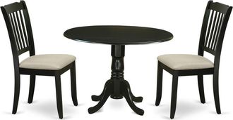 East West Furniture Dining Room Set Black, DLDA3-BLK-C
