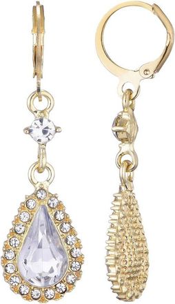 Adornia Adornia Plated Pear Crystal Halo Drop Earrings