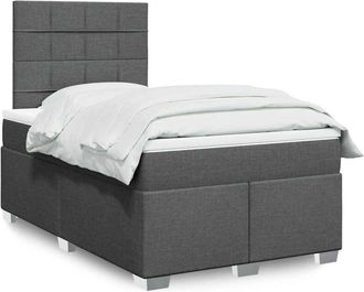 vidaXL Cama Box Spring Con Colch&oacute;n Tela Gris Oscuro 120x200 Cm Vidaxl