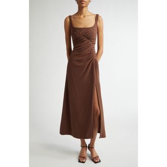Lela Rose Asymmetric Ruched Tank Dress in Walnut at Nordstrom Rack, Size 18 (Similar To 14W)