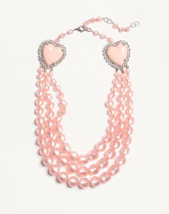 Valentino Garavani Collana Coeur Hyperbole In Metallo, Resina E Cristalli Donna ROSA UNI