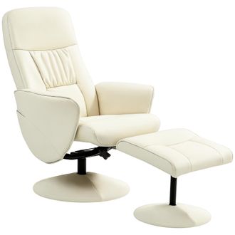 OEM Sill&oacute;n De Relax Con Reposapi&eacute;s Respaldo Reclinable Hasta 145&deg; Para Sal&oacute;n Dormitorio Oficina 76x81x101 Cm Crema