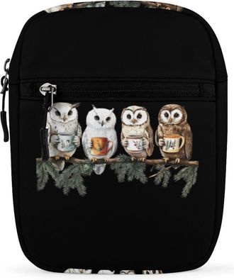 Generic Tea Owls Trendy Crossbody Bag for Men Women Small Satchel Men Sling Adjustable Shoulder Strap Messenger
