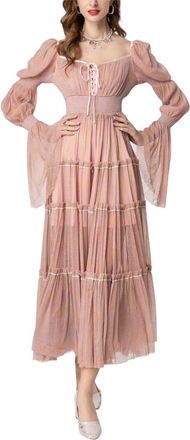 Burryco Burryco Pink Solid Maxi Dress