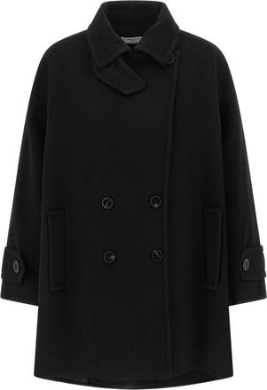Alberto Biani Double-Breasted Caban - Dames - Mantel - Zwart - 2XS - Wol - Jassen