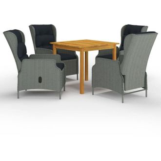 vidaXL Juego De Comedor Para Jard&iacute;n De 5 Piezas Gris Claro Vidaxl
