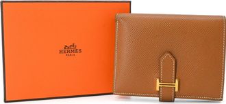 Herm&egrave;s Bearn Gold Brown Epsom Leather Wallet (Bi-Fold) (Pre-Owned)