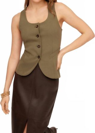 Fifteen Twenty Joni Button Up Vest In Light Olive