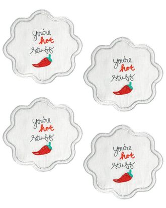 Tiramisu Set Of 4 Youre Hot Stuff Embroidered Cocktail Napkins