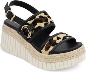 Mia Raffia Platform Slingback Sandal in Leopard Print at Nordstrom, Size 8.5