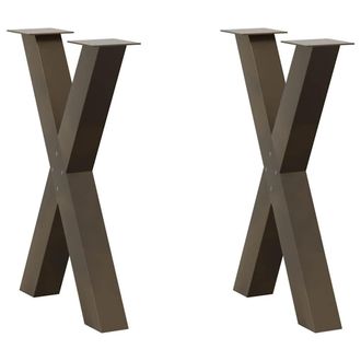 Berkfield Home Dining Table Legs X-Shaped 2 pcs Natural Steel 50x(72-73) cm Steel in Brown