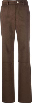 Nanushka faux-suede straight-leg trousers - women - Polyurethane/Polyester - S - Brown