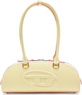 Diesel 1DR Dome - Elongated bowling bag in leather - Shoulder Bags - Woman - Yellow