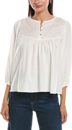 Nanette Lepore Balloon Sleeve Linen-Blend Blouse
