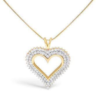 House of Brilliance Silver 3.00 Cttw Diamond Heart Pendant Necklace in Yellow at Nordstrom