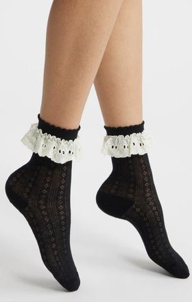 High Heel Jungle Bobby Lace Ankle Socks in Black at Nordstrom