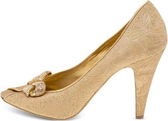 Le Silla pre-owned 100m brocade pumps - women - Fabric/Leather/Leather - 38 - Gold