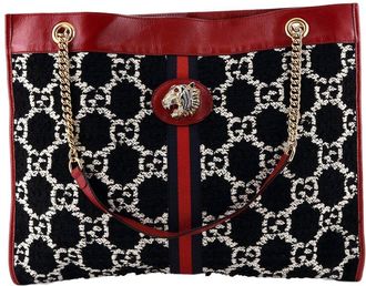Gucci Multicolor Gg Tweed Rajah Chain Tote Large (Authentic Pre-Loved)