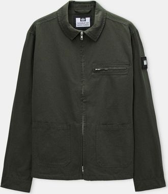 Weekend Offender Mens Caleb Service Overshirt in Green Cotton - Size X-Small