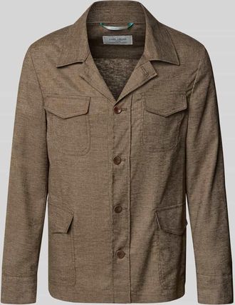 Carl Gross Carl Gross Regular Fit Hemdjacke aus Leinen-Mix Modell Taddeo in Dunkelbraun, Gr&ouml;&szlig;e 26