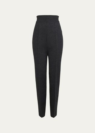 Alaia High-Rise Wool Knit Tapered-Leg Pants