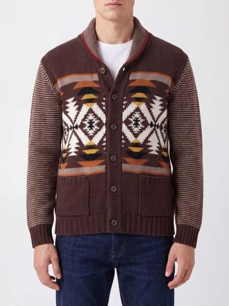 Fay Cardigan in lana con motivo etnico e scollo a V