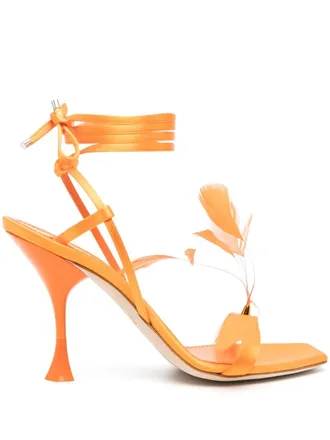3Juin Kimi sandalen met veren - Oranje