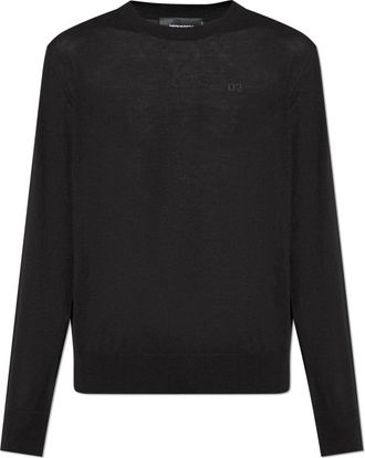 Dsquared2 Trui met logo - Heren - Ronde hals truien - Zwart - XL - Wol - Truien & Vesten